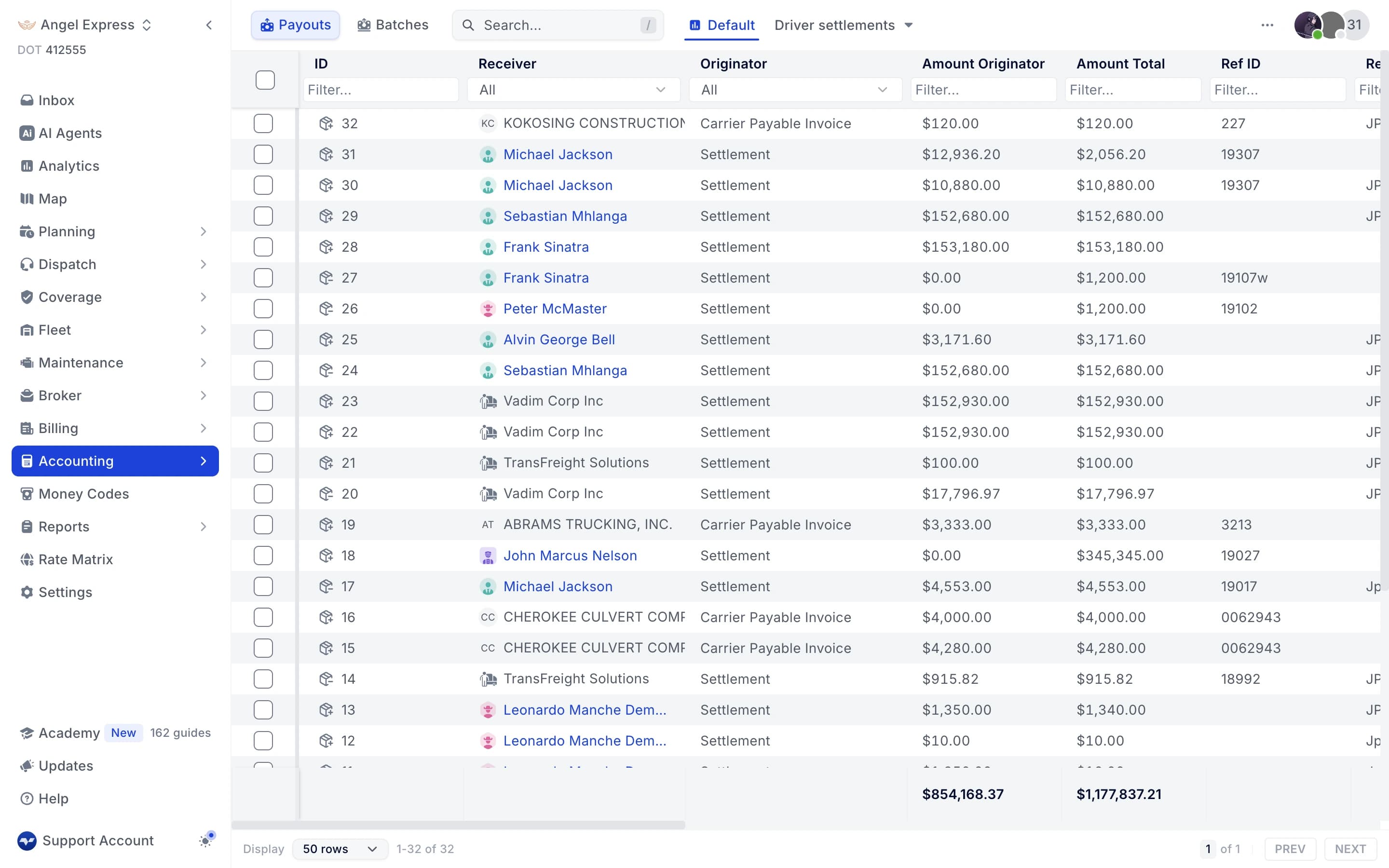 Payouts and payout batches, with pages of their own