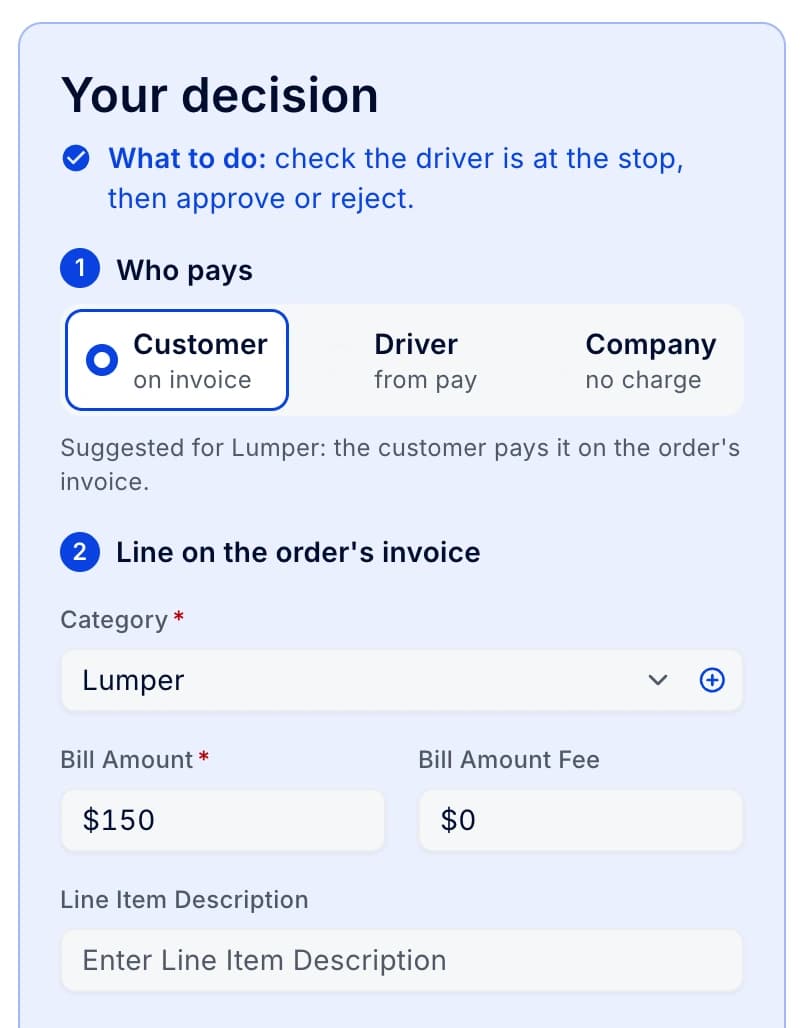 Money codes: answer drivers' requests, and choose who pays