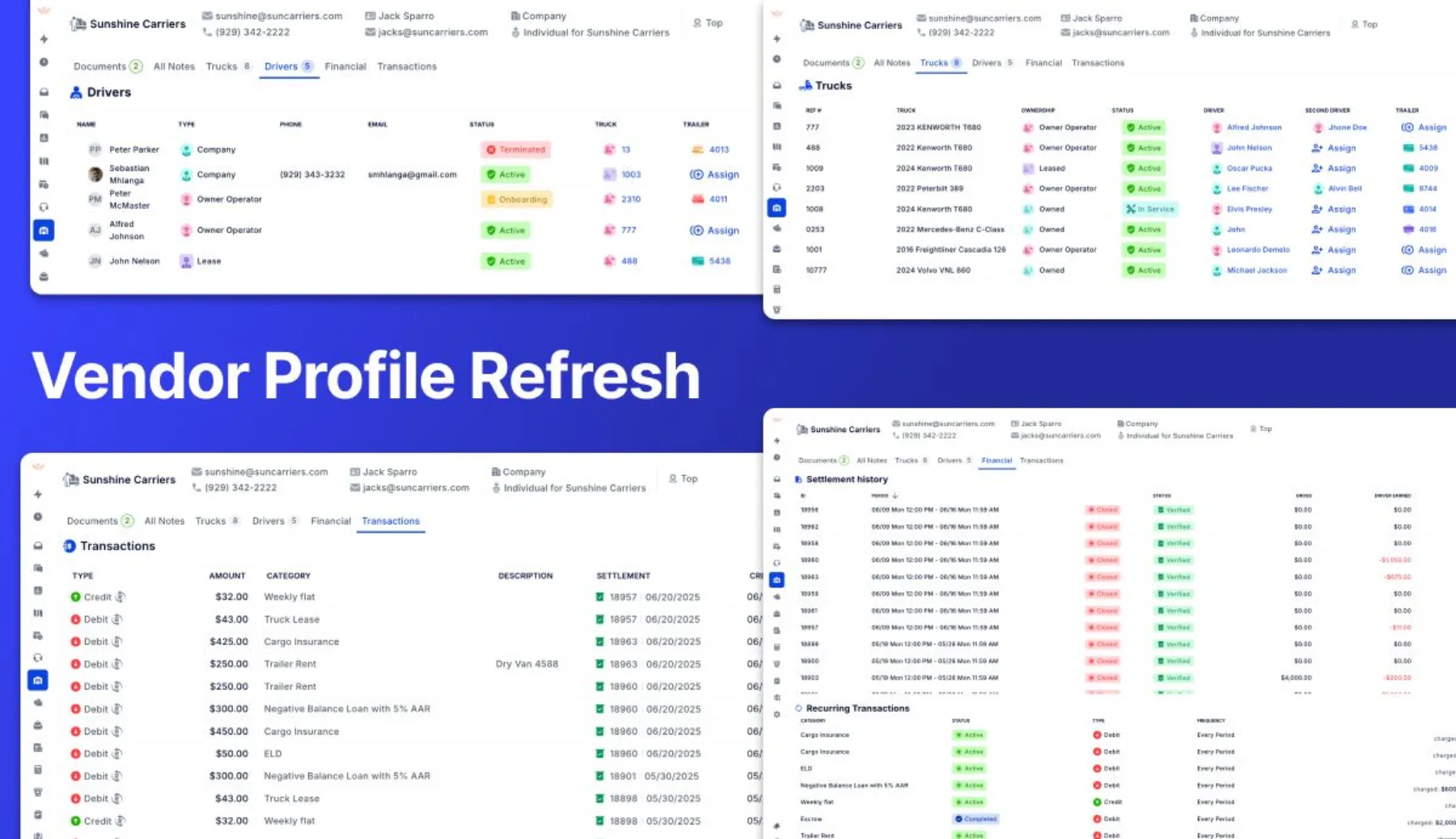 Increased Performance, Faster Driver Pay Setup, Transaction‑Rich Vendor Profiles & More